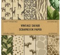 Vintage Safari Scrapbook Paper (22): Wildlife Patterns, Craft Paper Pad, Scrapbooking, DIY Crafts - Double Sided 8 x 8" Decorative Designs