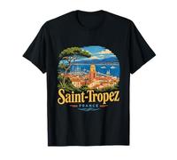 Vintage Saint Tropez Francia Viaje Souvenir Monumento Regalo Camiseta