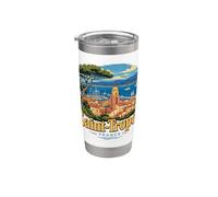 Vintage Saint Tropez Francia Viaje Souvenir Monumento Regalo Vaso térmico de acero inoxidable de doble pared