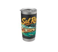 Vintage Sal Rei Cabo Verde Viaje Souvenir Monumento Regalo Vaso térmico de acero inoxidable de doble pared