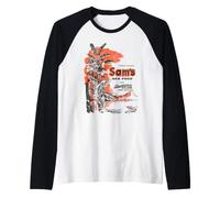 Vintage Sam's Seafood Tiki Bar | Estilo de salón polinesio de los años 60 Camiseta Manga Raglan