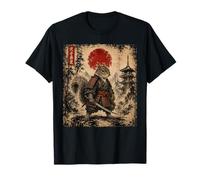 Vintage Samurai Ardilla Japonesa Katana Guerrero Ukiyo-e Arte Camiseta