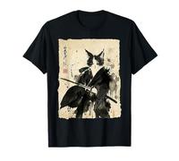 Vintage Samurai Cat Sumi-e Ink Wash Japanese Arts Camiseta