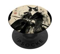 Vintage Samurai Cat Sumi-e Ink Wash Japanese Arts PopSockets PopGrip Adhesivo