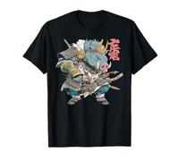 Vintage Samurai Jabalí Japonés Guerrero Ukiyo-e Estilo Camiseta