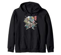 Vintage Samurai Jabalí Japonés Guerrero Ukiyo-e Estilo Sudadera con Capucha