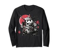 Vintage Samurai Panda Guerrero Japonés Ukiyo-e Estilo Manga Larga