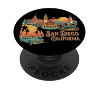 Vintage San Diego USA Travel Souvenir Landmark Turista Regalo PopSockets PopGrip Adhesivo