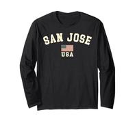 Vintage San José USA Bandera Americana California Souvenir Retro Manga Larga