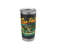 Vintage San Pedro Belice Travel Souvenir Monumento Regalo Vaso térmico de acero inoxidable de doble pared
