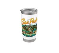 Vintage San Pedro Belice Travel Souvenir Monumento Regalo Vaso térmico de acero inoxidable de doble pared