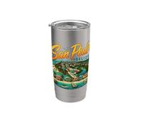 Vintage San Pedro Belice Travel Souvenir Monumento Regalo Vaso térmico de acero inoxidable de doble pared