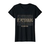Vintage San Petersburgo Florida Camiseta gráfica económica, Mujer, Negro, S