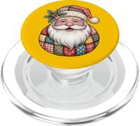 Vintage Santa Claus Navidad Cozy Holiday Patchwork Diseño PopSockets PopGrip para MagSafe