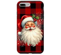 Vintage Santa Claus Rustic Red Check Christmas Holiday Carcasa para iPhone 7 Plus/8 Plus