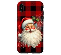 Vintage Santa Claus Rustic Red Check Christmas Holiday Carcasa para iPhone XS MAX