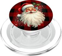 Vintage Santa Claus Rustic Red Check Christmas Holiday PopSockets PopGrip para MagSafe