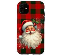 Vintage Santa Claus Rustic Red Green Check Christmas Holiday Carcasa para iPhone 11