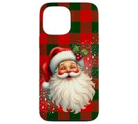 Vintage Santa Claus Rustic Red Green Check Christmas Holiday Carcasa para iPhone 13 Pro MAX