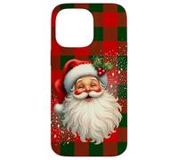 Vintage Santa Claus Rustic Red Green Check Christmas Holiday Carcasa para iPhone 14 Pro MAX