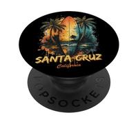 Vintage Santa Cruz Retro Surfer Beach Santa Cruz California PopSockets PopGrip Adhesivo