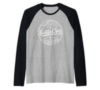 Vintage Santa Cruz Surf City California Costa Oeste Retro Camiseta Manga Raglan