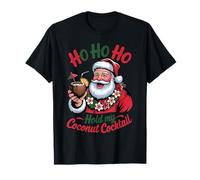 Vintage Santa Sunglasses Hold Coconut Cocktail Hawaiian Xmas Camiseta