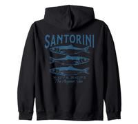 Vintage Santorini Mar Egeo Fresco Pescado Mediterráneo Sudadera con Capucha