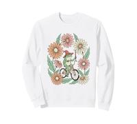 Vintage Sapo Bruja Montando Bicicleta Floral Sudadera