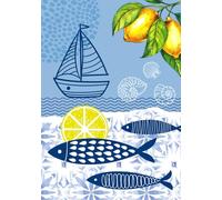 Vintage Sardines Notebook, Maritime Style with Lemons: Lined A5 notebook - perfect for journaling, planning & creative writing
