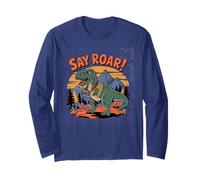 Vintage Say Roar Dinosaur Photographer Tee for Campers Manga Larga