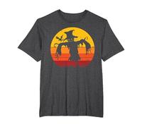 Vintage Scarecrow Shirt Halloween Costume Retro Scarecrow Camiseta, Hombre Tallas Grandes, Jaspeado Oscuro, 6X Alto