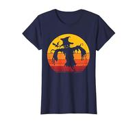Vintage Scarecrow Shirt Halloween Costume Retro Scarecrow Camiseta, Mujer, Azul Marino, L