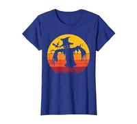 Vintage Scarecrow Shirt Halloween Costume Retro Scarecrow Camiseta, Mujer, Azul Real, L