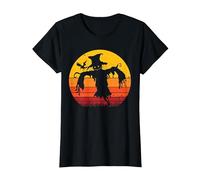 Vintage Scarecrow Shirt Halloween Costume Retro Scarecrow Camiseta, Mujer, Negro, XS