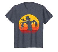 Vintage Scarecrow Shirt Halloween Costume Retro Scarecrow Camiseta, Niños, Azul Jaspeado, 6 años