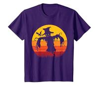Vintage Scarecrow Shirt Halloween Costume Retro Scarecrow Camiseta, Niños, Morado, 4 años