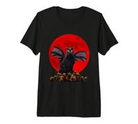 Vintage Scary Black Cat Halloween Costume and Blood Moon Camiseta Premium