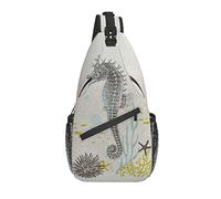 Vintage Seahorse Coral Starfishes Sling Backpack Chest Crossbody Bag Casual Daypack para Hombres y Mujeres