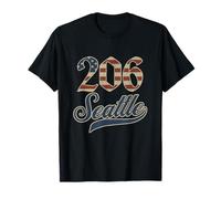 Vintage Seattle 206 Código de área bandera americana inglés antiguo D Camiseta