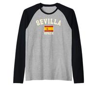 Vintage Sevilla España Bandera España Recuerdo Retro Camiseta Manga Raglan