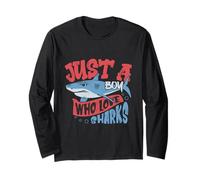 Vintage Shark Lover Un chico al que le encanta Shark Birthday Boy Manga Larga