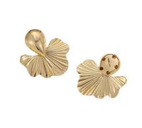 Vintage Shell Earrings, Gold Textured Metal Design,Retro Statement Hoop, Lightweight Alloy Drop, Elegant Twist Detail, For Women Anniversary Party Daily Wear