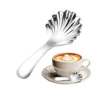 Vintage Shell Spoon Set, Short Handle Dessert Spoons, Elegant Small Serving Spoon Kit, Decorative Cutlery for Coffee Cereal Ice Cream Dessert Appetizers Kitchen Dining Use, Table Serving Utensils