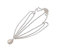 Vintage Shiny Head Chain Rhinestone Hairband Tassel Hair Ornament Water Drop Hair Decoration Jewelry para ocasiones especiales y festivales(Silver 1)
