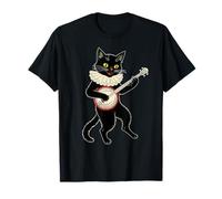 Vintage Silly Weird Cat Playing Banjo Country Cat Lover Camiseta