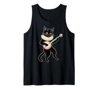 Vintage Silly Weird Cat Playing Banjo Country Cat Lover Camiseta sin Mangas