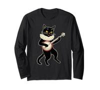 Vintage Silly Weird Cat Playing Banjo Country Cat Lover Manga Larga