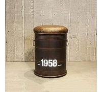 Vintage sin respaldo Industrial taburete de almacenamiento papeleras de metal redondo del taburete otomano con tapizado de cuero de la PU for la cocina, bistro, café, bar (Tamaño: 33x45cm)