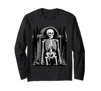 Vintage Skeleton Gothic Graveyard Design Manga Larga